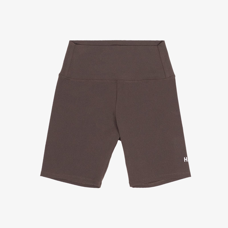 Biker Shorts - Brown (White Logo)