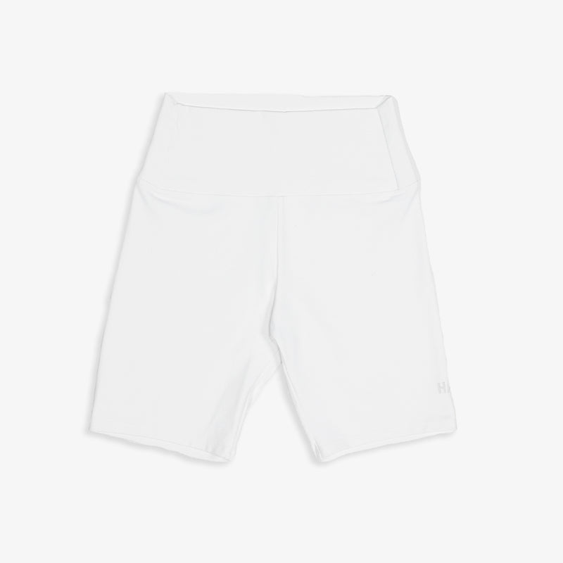 Biker Shorts - White (White Logo)