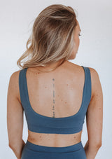 Sports Bra - Slate (White Logo)